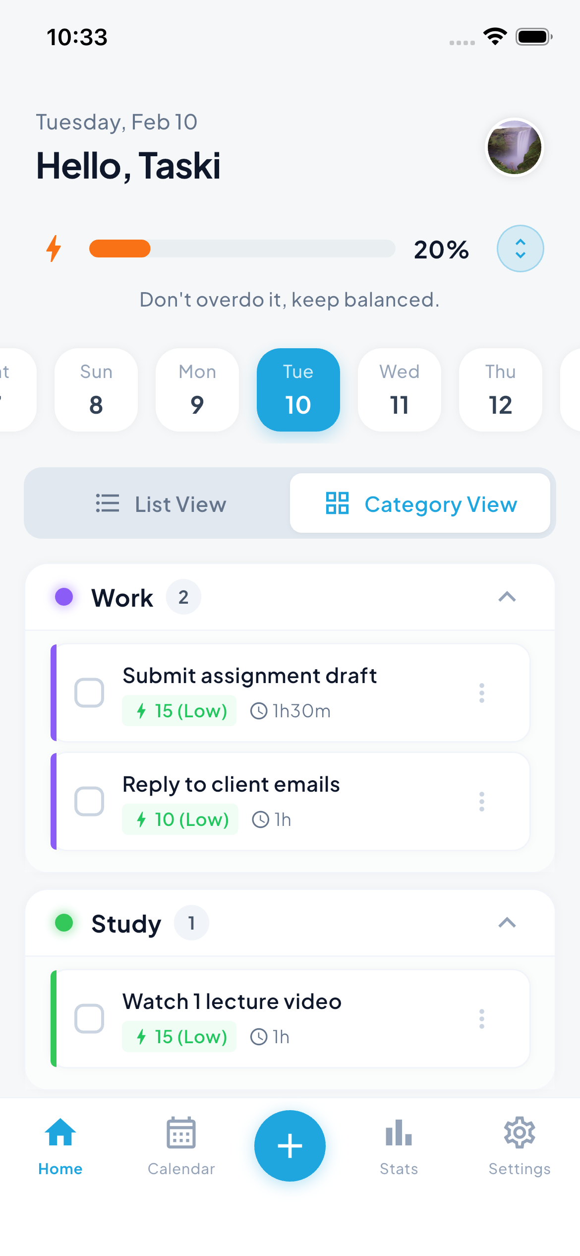 Boostive Category View - Organize tasks by category