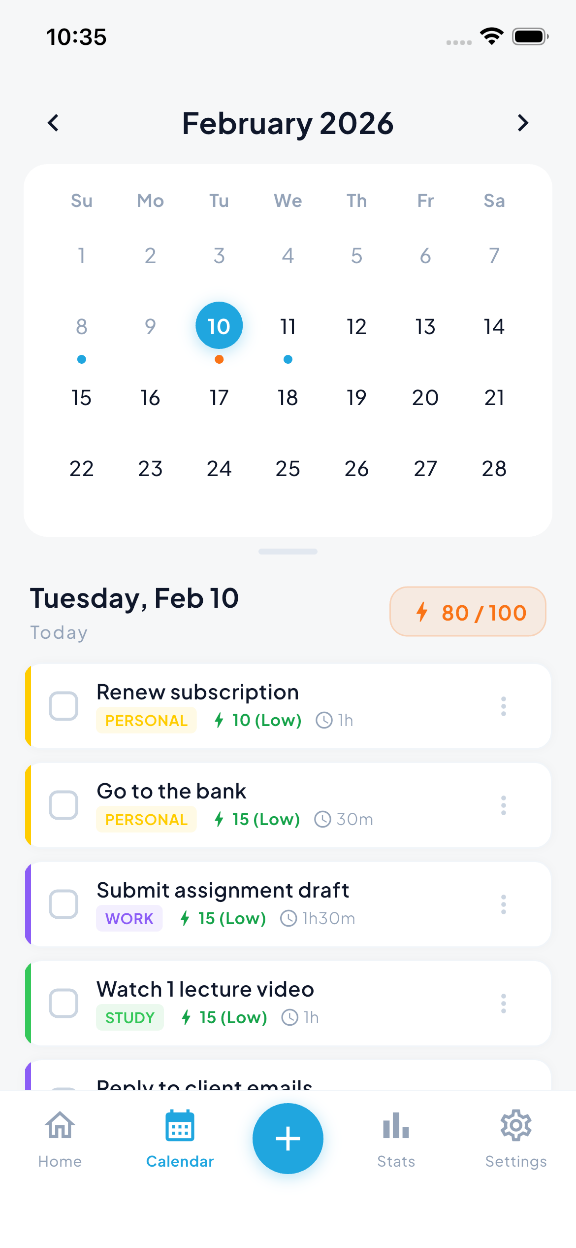 Boostive Calendar - Monthly energy overview